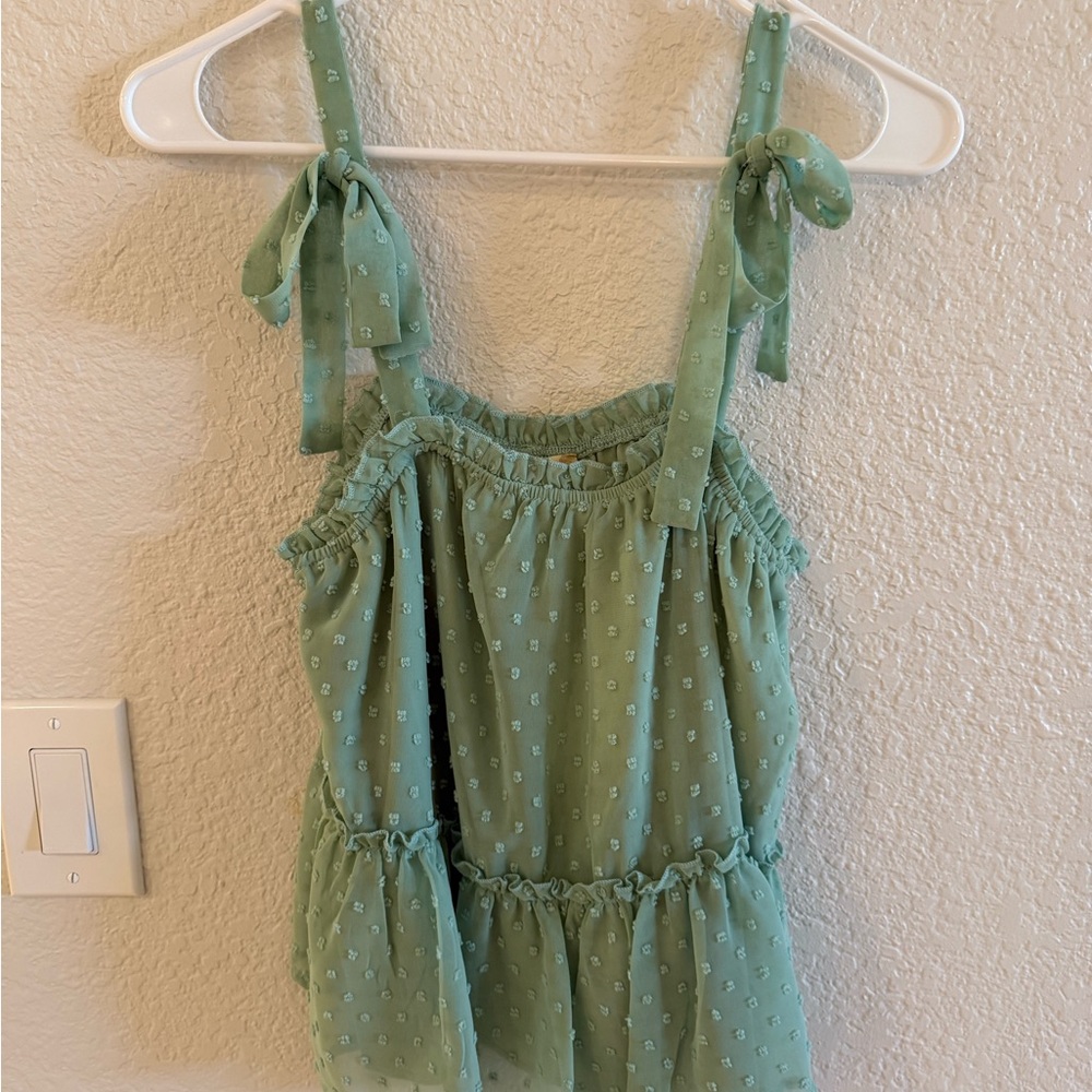 AltarD State Green Sleeveless Ruffle Top